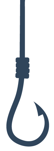 “Stylized dark blue fishing hook illustration, part of The Pink Octopus’s logo contest branding.”